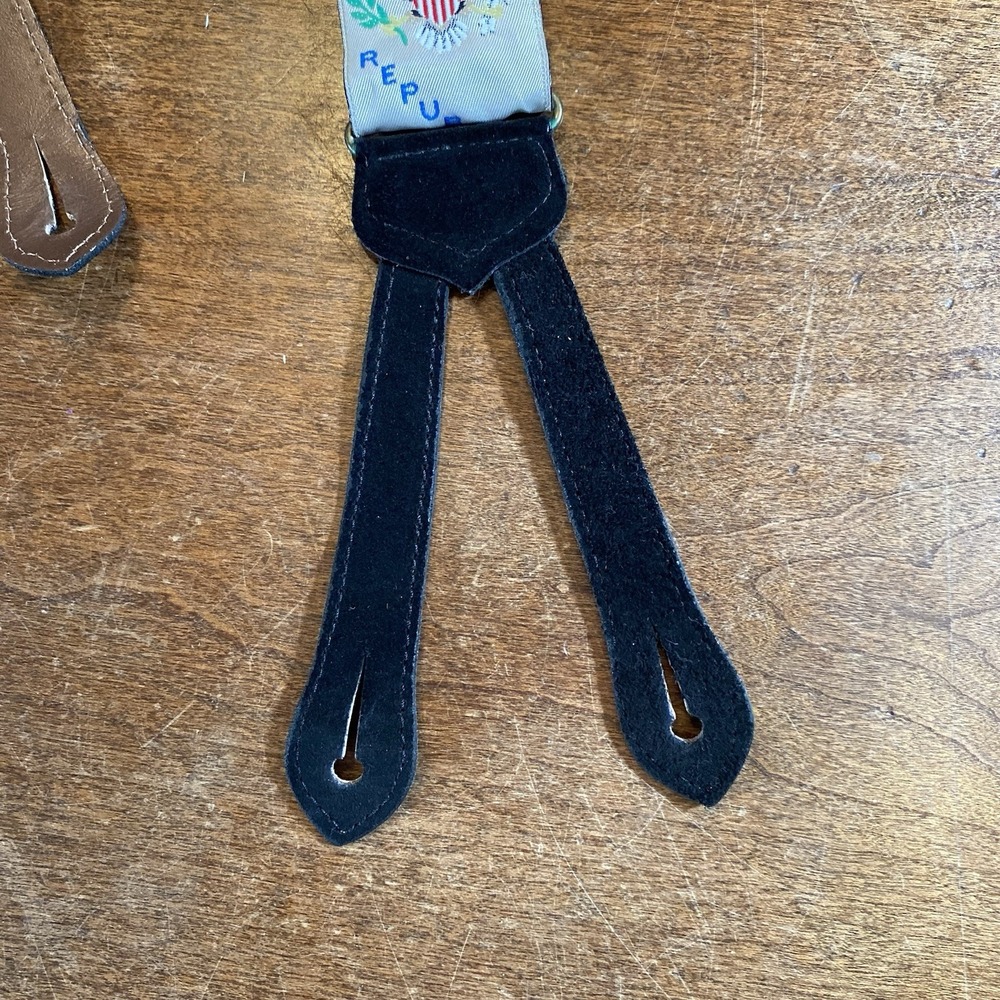 Vintage 80 Elephant Suspenders State Of Braces Patriotic Republican Seal Of USA - Picture 4 of 7